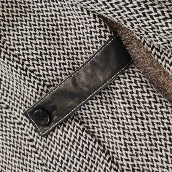 Talbots 12W Herringbone Wool Jacket With Leather Trim - Picture 2 of 8